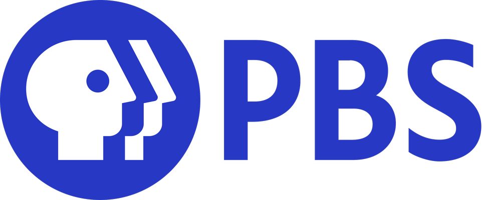 On the left, three overlapping faces appear in profile at the centre of a blue circle. On the right, the acronym "PBS" appears in bold blue text.